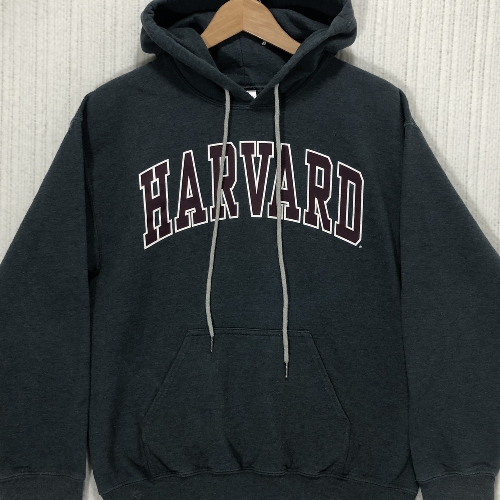 Harvard University Hoodie Charcoal Grey Heavy Blend Sweatshirt Gildan Size M